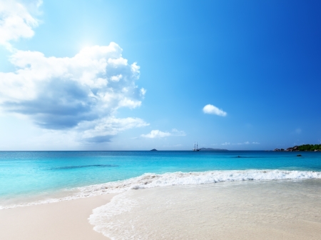 Anse Lazio beach at Praslin island, Seychelles の写真素材