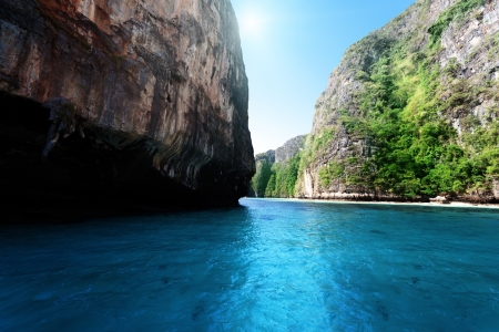 bay at Phi phi island in Thailand の写真素材