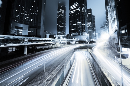 traffic in Hong Kong at nightの写真素材