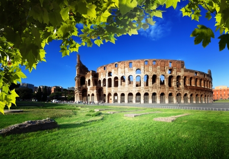 sunset and Colosseum in Rome, Italyの写真素材