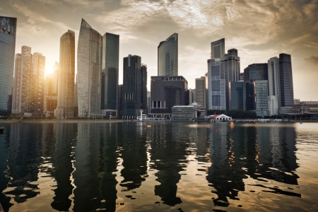 Singapore city in sunset time の写真素材