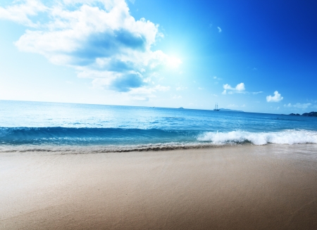 Anse Lazio beach at Praslin island, Seychelles の写真素材