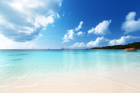 Anse Lazio beach at Praslin island, Seychelles の写真素材