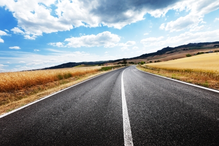 asphalt road in Tuscany Italyの写真素材