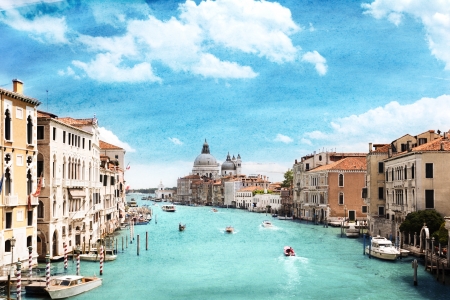grunge style image of Grand Canal, Venice, Italy の写真素材