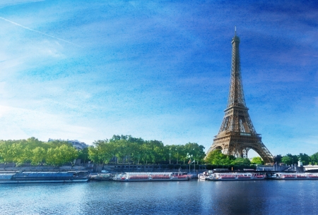 grunge image of  Eiffel tower in Parisの写真素材