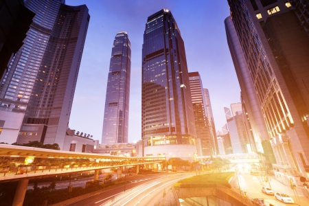 traffic in Hong Kong at sunset timeの写真素材