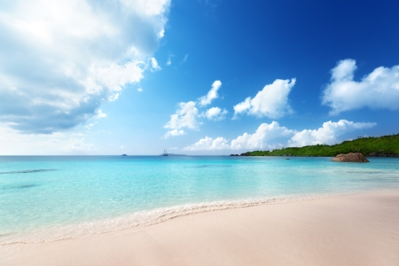 Anse Lazio beach at Praslin island, Seychelles の写真素材