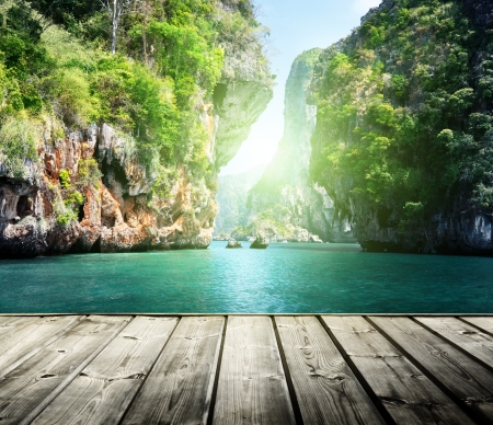 rocks on railay beach in Krabi, Thailandの写真素材