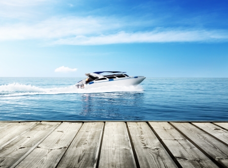 speed boat in tropical seaの写真素材