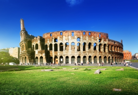 sunset and Colosseum in Rome, Italy の写真素材
