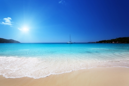 Anse Lazio beach at Praslin island, Seychellesの写真素材