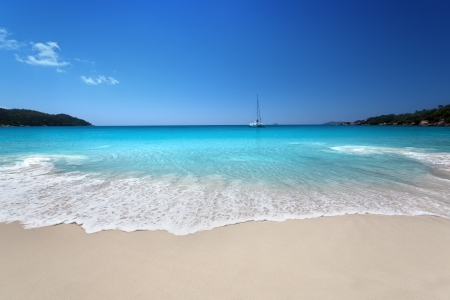 Anse Lazio beach at Praslin island, Seychellesの写真素材