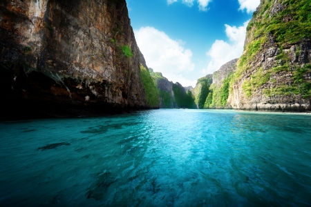 bay at Phi phi island in Thailandの写真素材