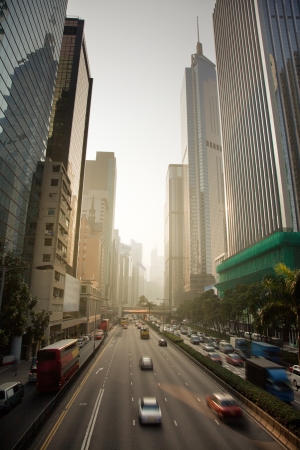 Hong Kong Business District in sunset timeの写真素材