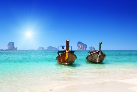 beach,  boats, Andaman Sea, Thailand の写真素材