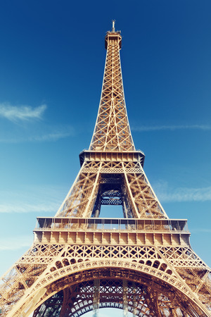 sunny morning and Eiffel Tower, Paris, France の写真素材