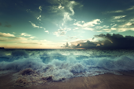 sunset on Seychelles beachの写真素材
