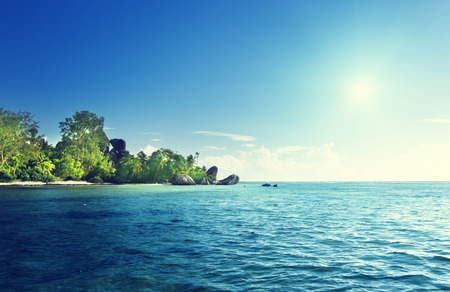 beach Source d'Argent, la Digue island, Seychellesの写真素材