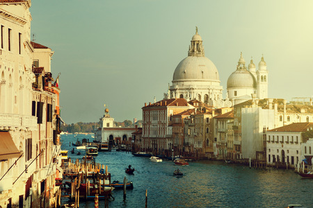 Grand Canal and Basilica Santa Maria della Salute, Venice, Italy の写真素材