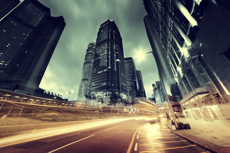 traffic in Hong Kong at sunset timeの写真素材