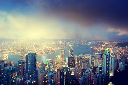 Hong Kong island from Victoriaの写真素材