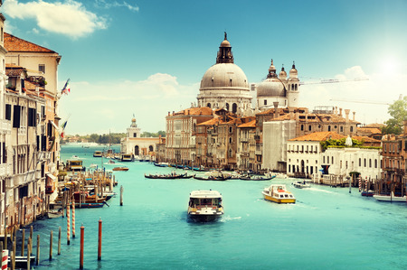 Grand Canal and Basilica Santa Maria della Salute, Venice, Italy の写真素材
