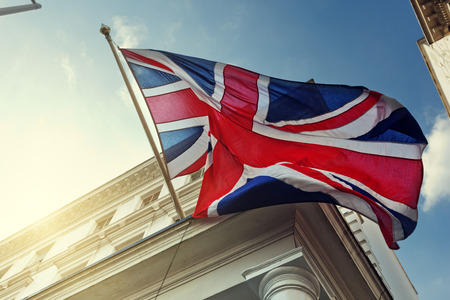 flag of UK on government buildingの写真素材