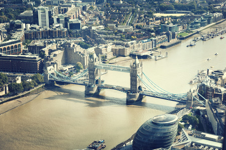 London aerial view with Tower Bridge, UK