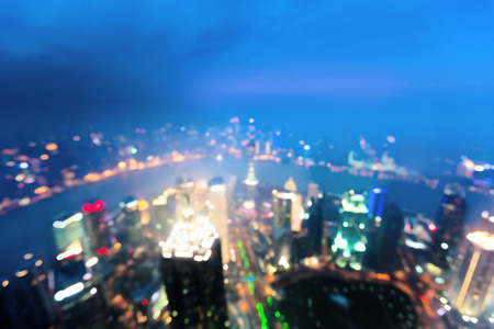 bokeh of skyline at sunset time, Shanghai, China