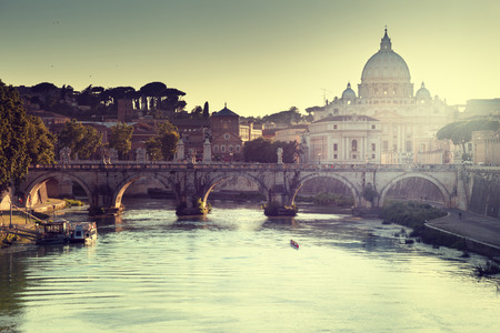 view on Tiber and St Peter Basilica in Vaticanのeditorial素材