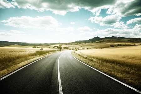 asphalt road in Tuscany Italyの写真素材