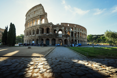 Colosseum in Rome and morning sun, Italyの写真素材
