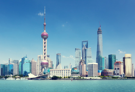 Shanghai skyline in sunny day, Chinaのeditorial素材