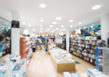 blurred photo of book storeの写真素材