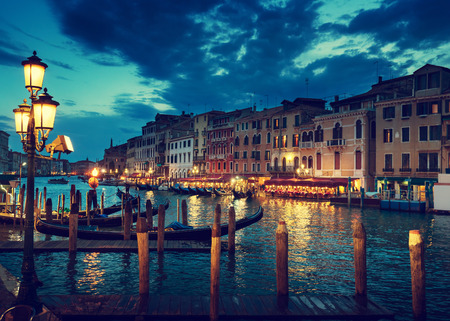 Grand Canal in sunset time, Venice, Italyの写真素材