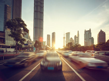 road in shanghai lujiazui financial centerの写真素材