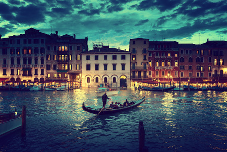 Grand Canal in sunset time, Venice, Italyの写真素材