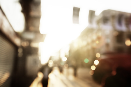 people in bokeh, street of Londonの写真素材