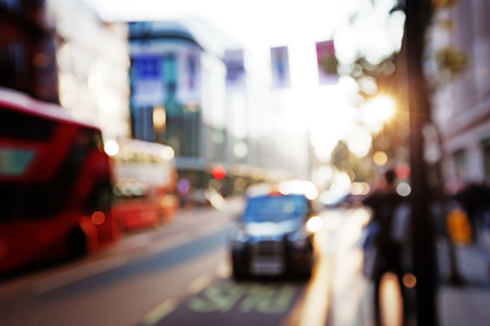 people in bokeh, street of Londonの写真素材