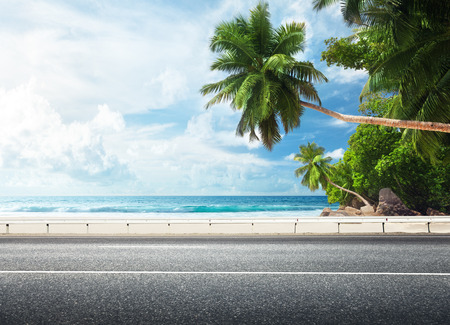 road on tropical beachの写真素材
