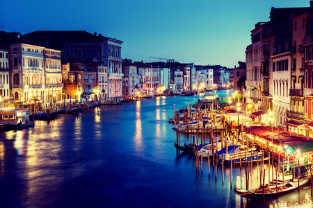 Grand Canal in sunset time, Venice, Italyの写真素材