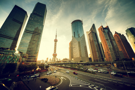 road in Shanghai lujiazui financial center, Chinaのeditorial素材