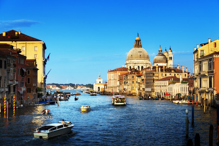 Grand Canal and Basilica Santa Maria della Salute, Venice, Italyの写真素材