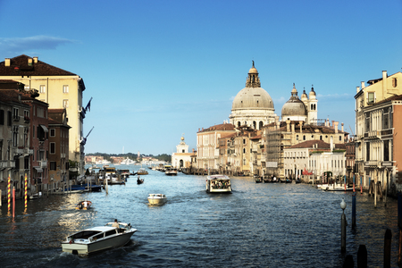 Grand Canal and Basilica Santa Maria della Salute, Venice, Italyの写真素材