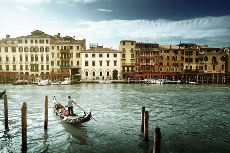 Grand Canal in sunny morning, Venice, Italyの写真素材