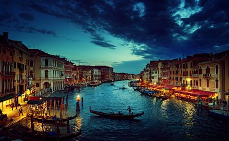Grand Canal in sunset time, Venice, Italyの写真素材