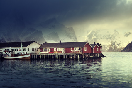 spring sunset - Reine, Lofoten islands, Norwayの写真素材