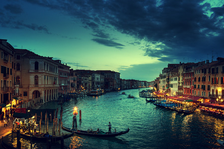 Grand Canal in sunset time, Venice, Italyの写真素材