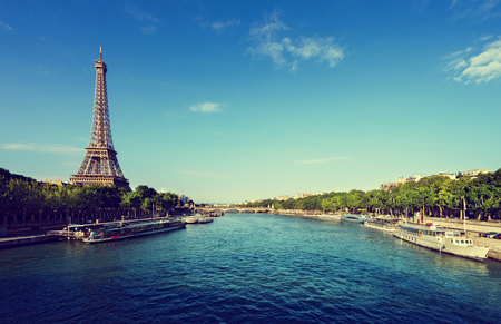 Seine in Paris with Eiffel towerの写真素材